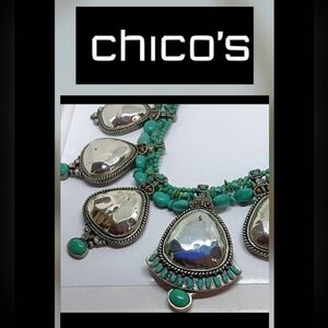 Chico's Distressed Turqouise Statement Necklace